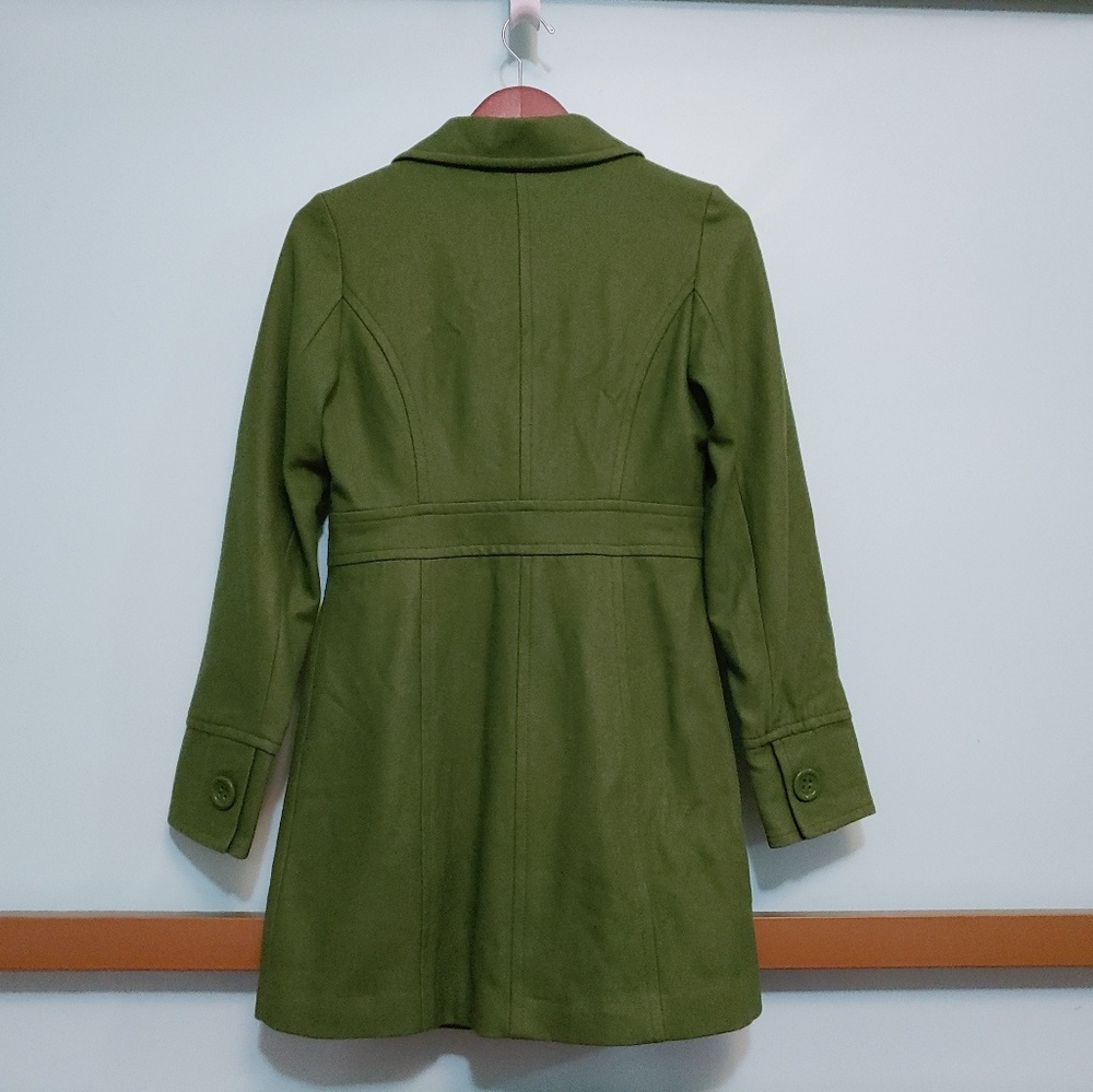 Tulle 100% Wool Green Button Up Coat - Picture 3 of 7